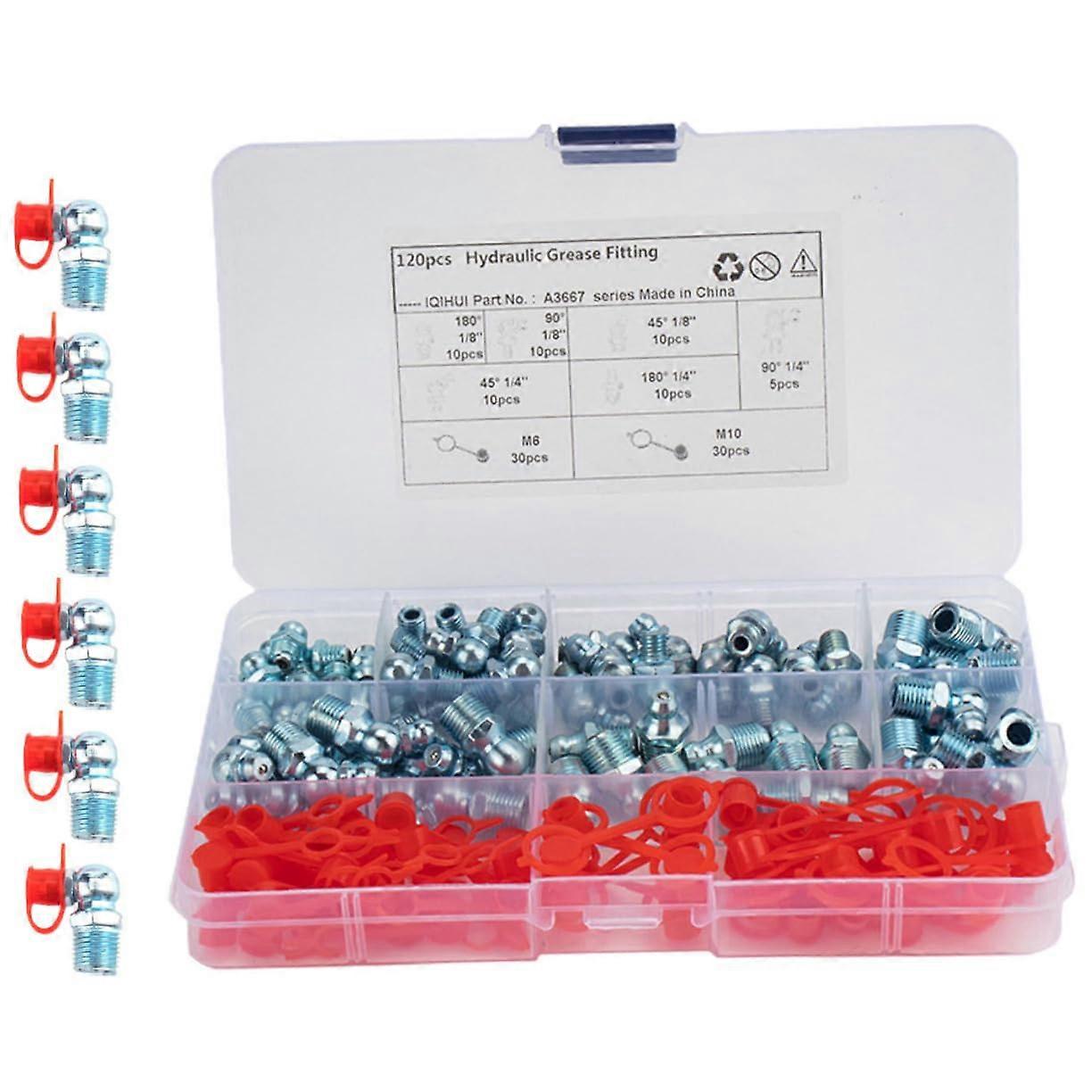 Zerk Nozzles Fittings Kit - 2 Boxes of Straight and Angled Fittings for Precision Mechanical Applications