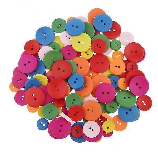 2-3 of 20 Adet Renkli 2 Delikli Ahşap Düğmeler Dikiş Scrapbooking 10/15 / 20mm