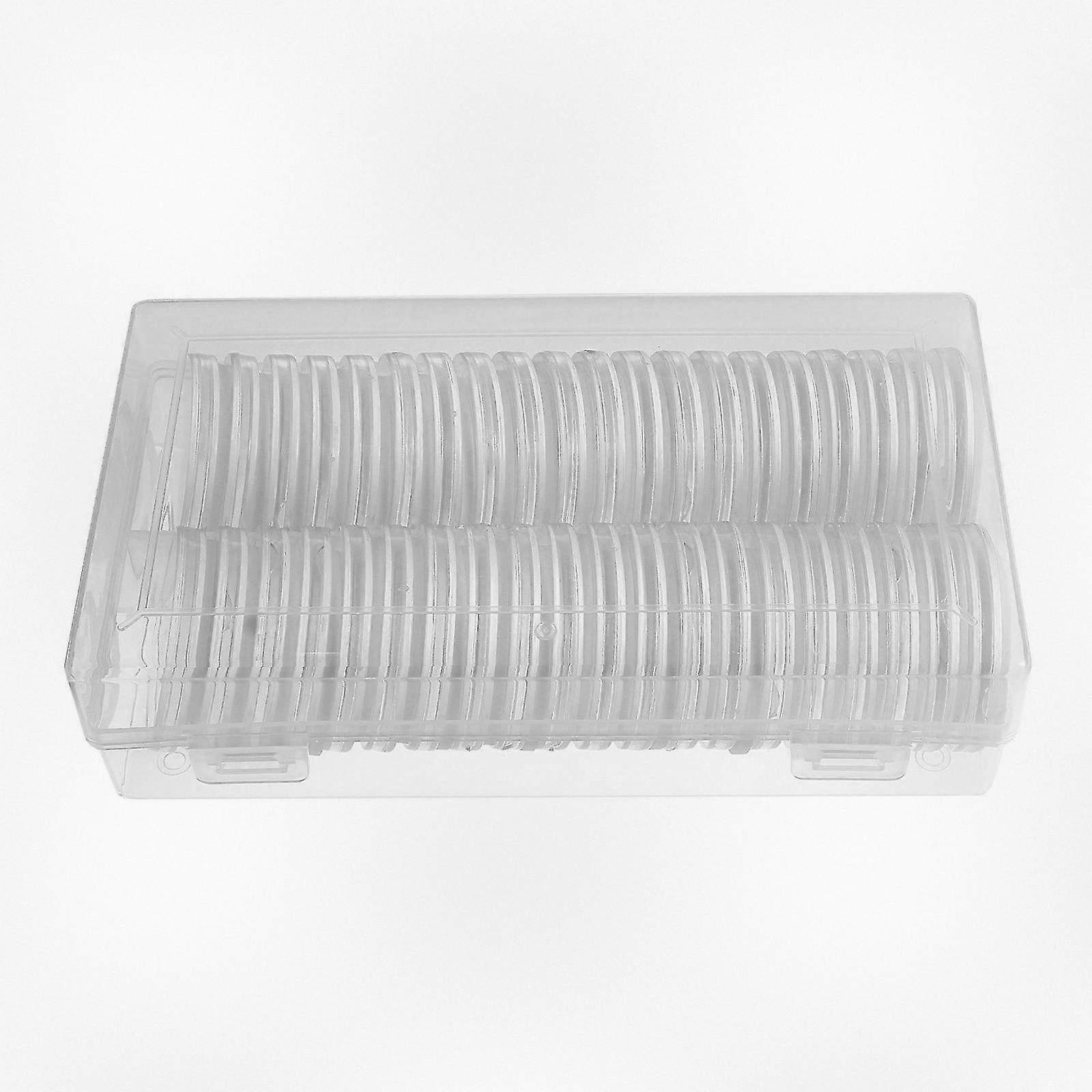 Clear Round Plastic Coin Capsules with Storage Box for Coin Collection - 40 Pieces