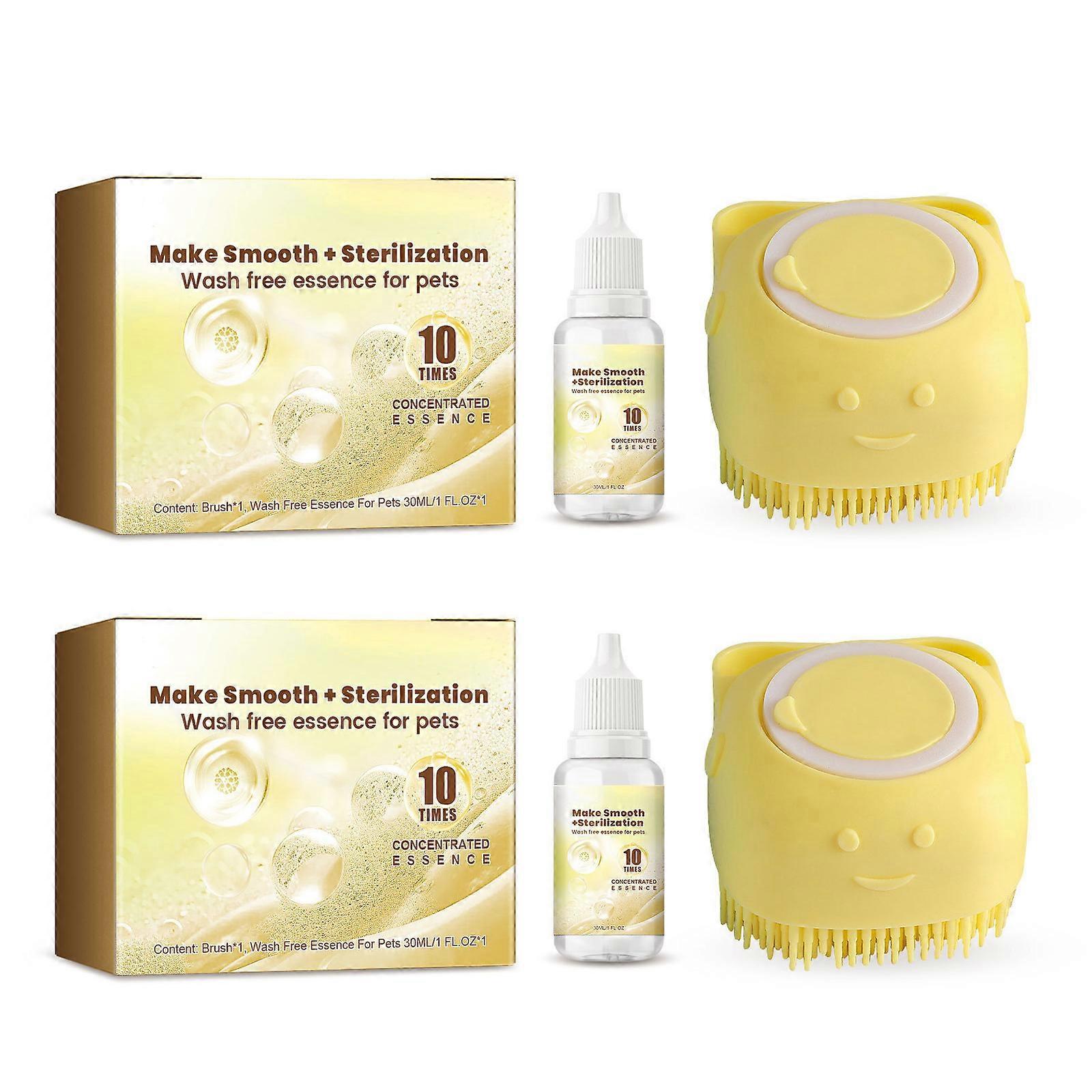 Toilettage pour chiens Shampooing sec pour chiens Chats Bain pour animaux de compagnie Nettoyage Brosse de massage Sans rinçage Shampooing sec Brosse de nettoyage Ensemble d’outils