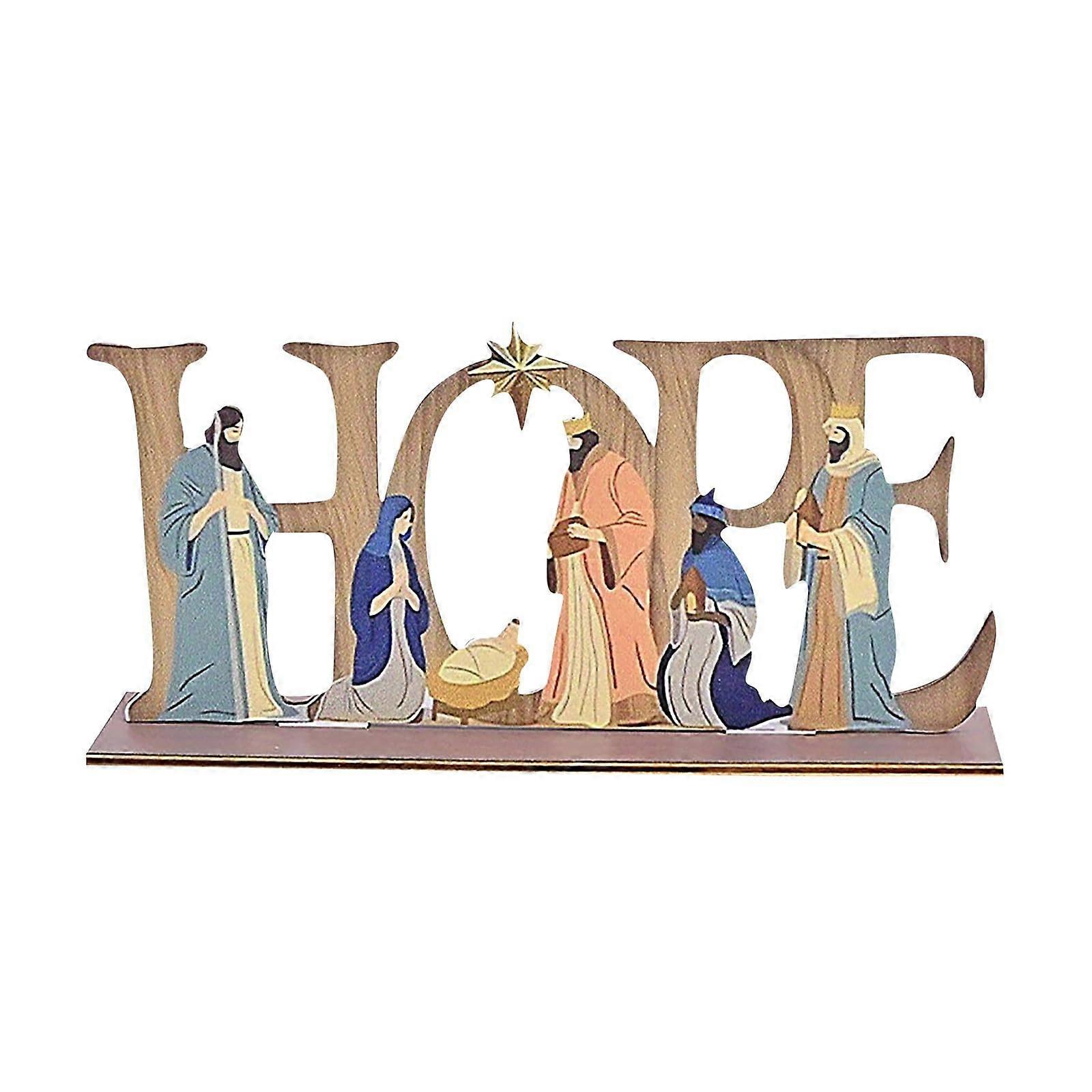 Easter Nativity Scene Stand Made of Wood, Table Decoration for Standing
