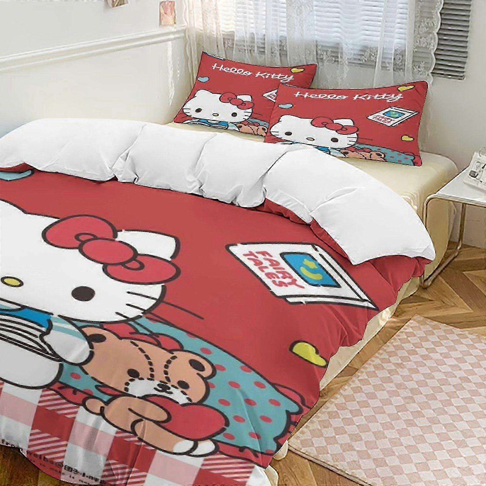 Conjunto de cama de 3 peças com design adorável de desenho animado, inclui 1 capa de colcha e 2 fronhas, perfeito para crianças e adultos, ótimo feriado 