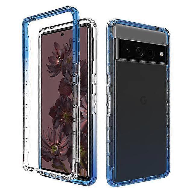 2 In 1 Hybrid Armor Full Body Transparent Phone Case for Google Pixel 8 Pro Shockproof Gradient TPU Back Protective Cover for Pixel 7 6 Pro 7A 6A