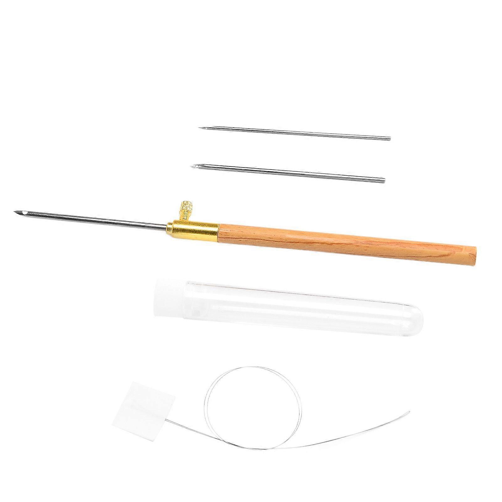 2025 Latest Model  Three Head Poke Needle Replaceable Wooden Handle Punch