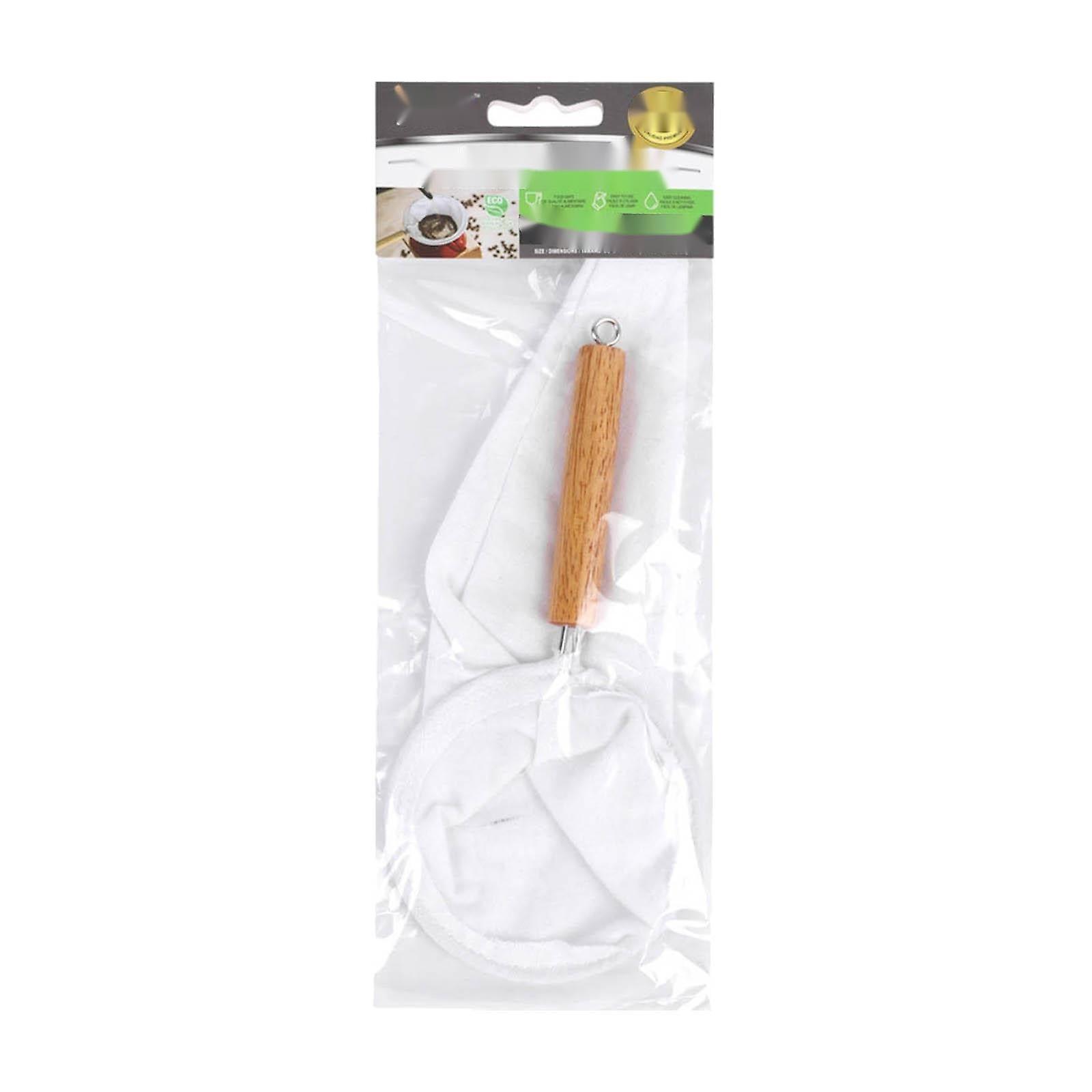 Wooden Handle Coffee Towel Filter Set - White Drip Coffee Brewing Pot Filters with Small Wire Strainer, One Size