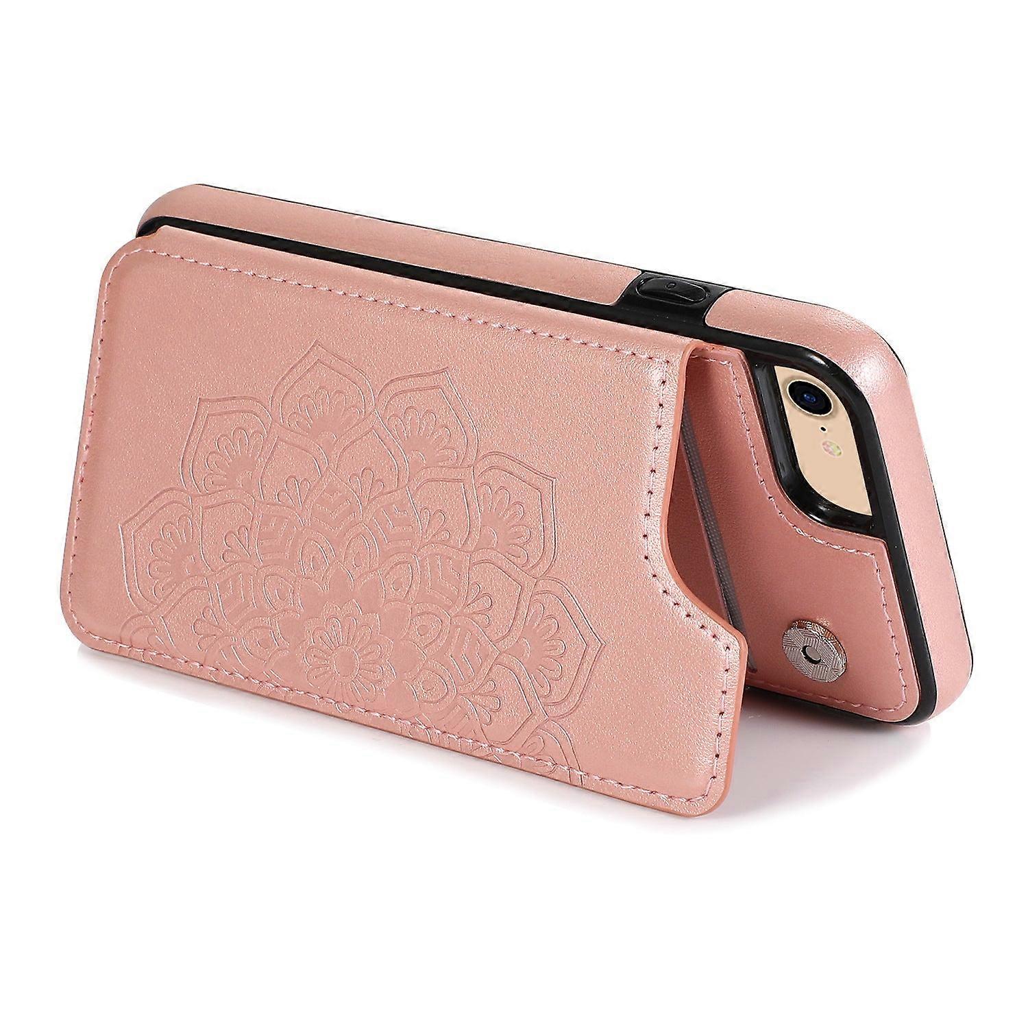 Case For Iphone 13 Pro Max 6.7 Rose Gold Leather Mandala Embossed