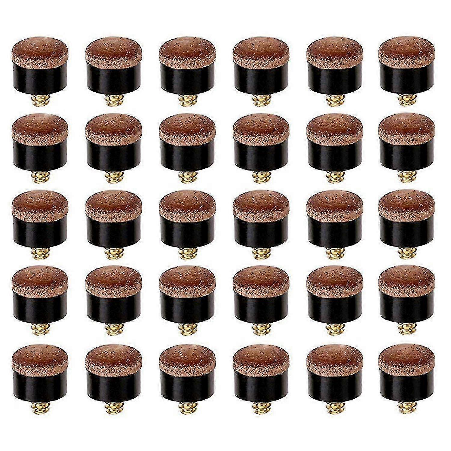 30 pcs screw-on tips for 12mm billiard pool cue sticks, suitable for snooker cues