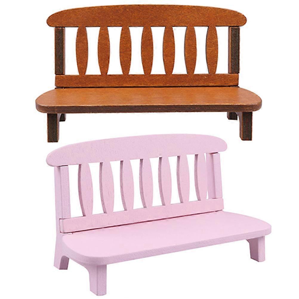 Mini Bench Dollhouse Ornament Simulation Mini Bench Wooden Material For DIY Projects 2Pcs