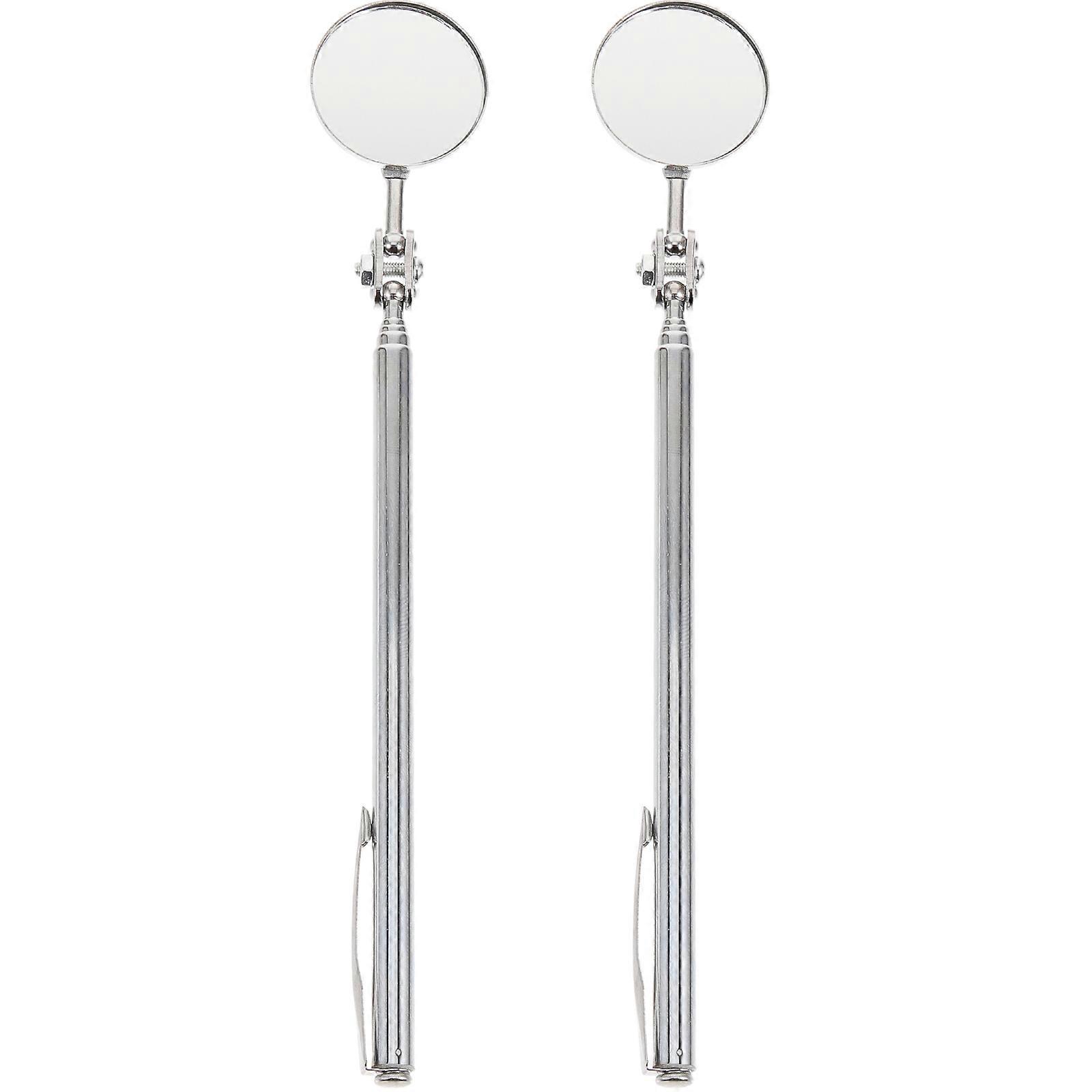 Automotive Telescopic Inspection Mirror Retractable Finding Small Metal Objects for Automotive Repair Elliptical Shape 2Pcs