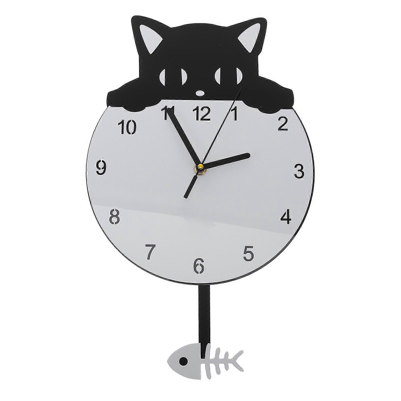 Creative Cat Wall Clock with Kitten Design, Silent Non Ticking, Easy Installation, Includes Random Style Accessories for Living Room or Bedroom