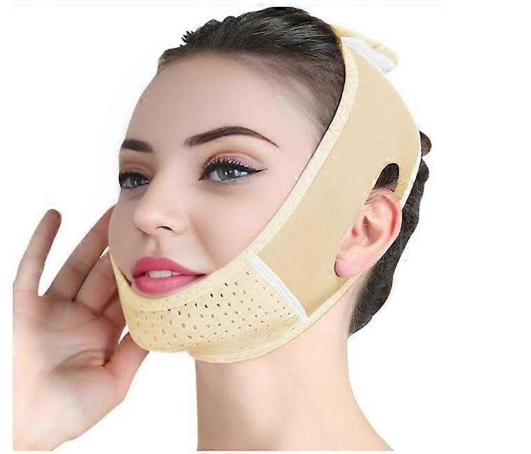 Double Chin Eliminator - V Line Lifting Mask with Chin Strap for Double Chin for Women -Face Lift, Prevent Sagging, V Shaped Slimmer(Yellow)