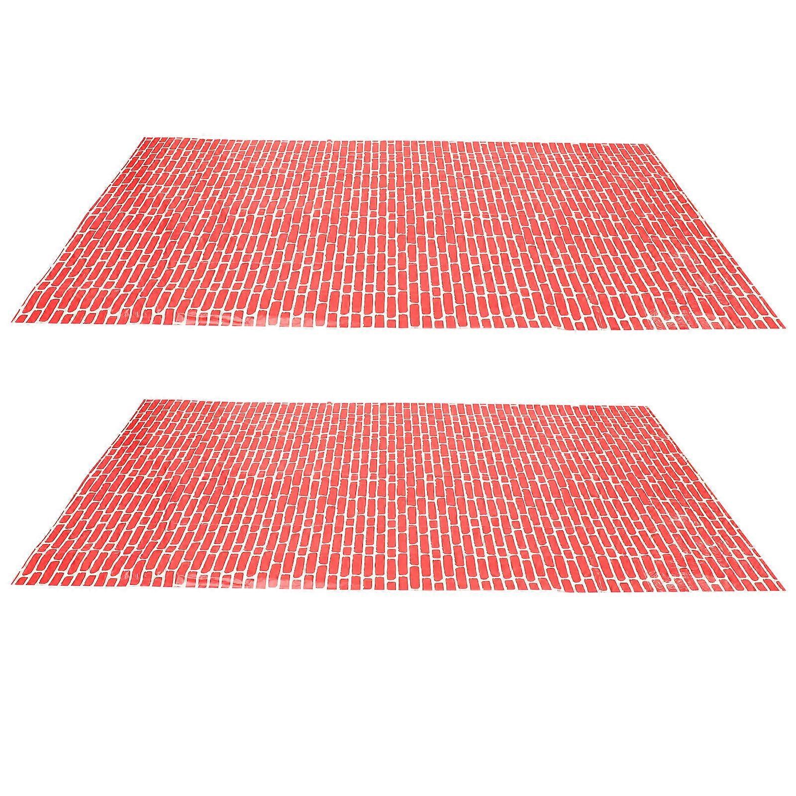 Wall Tablecloths Red Brick Tablecloth Plastic Moisture Resistant 2Pcs