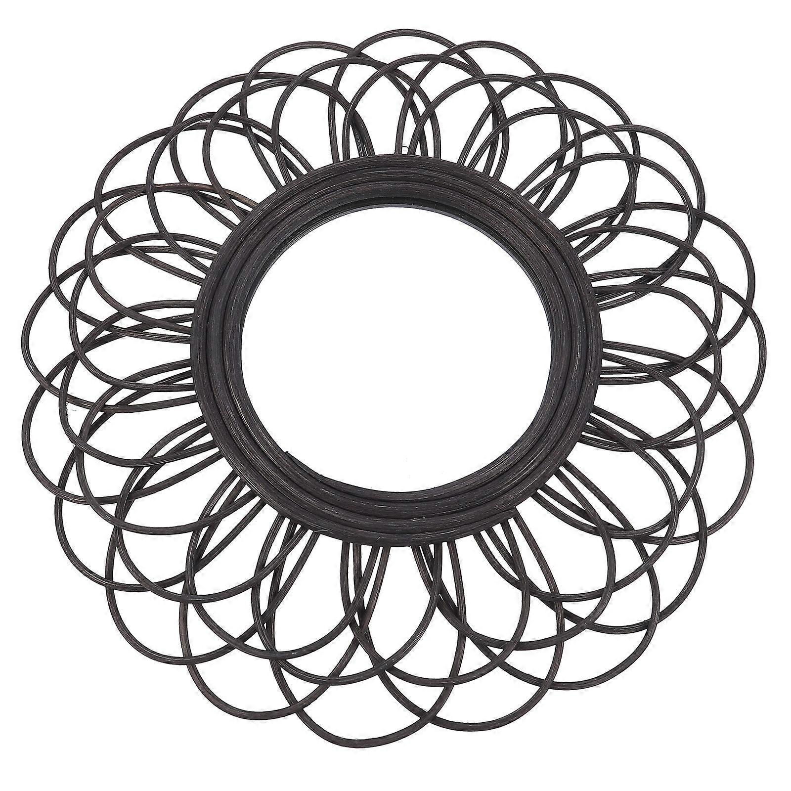 Vintage Rattan Wall Mirror for Decor Black Nordic Style Practical and 1pc