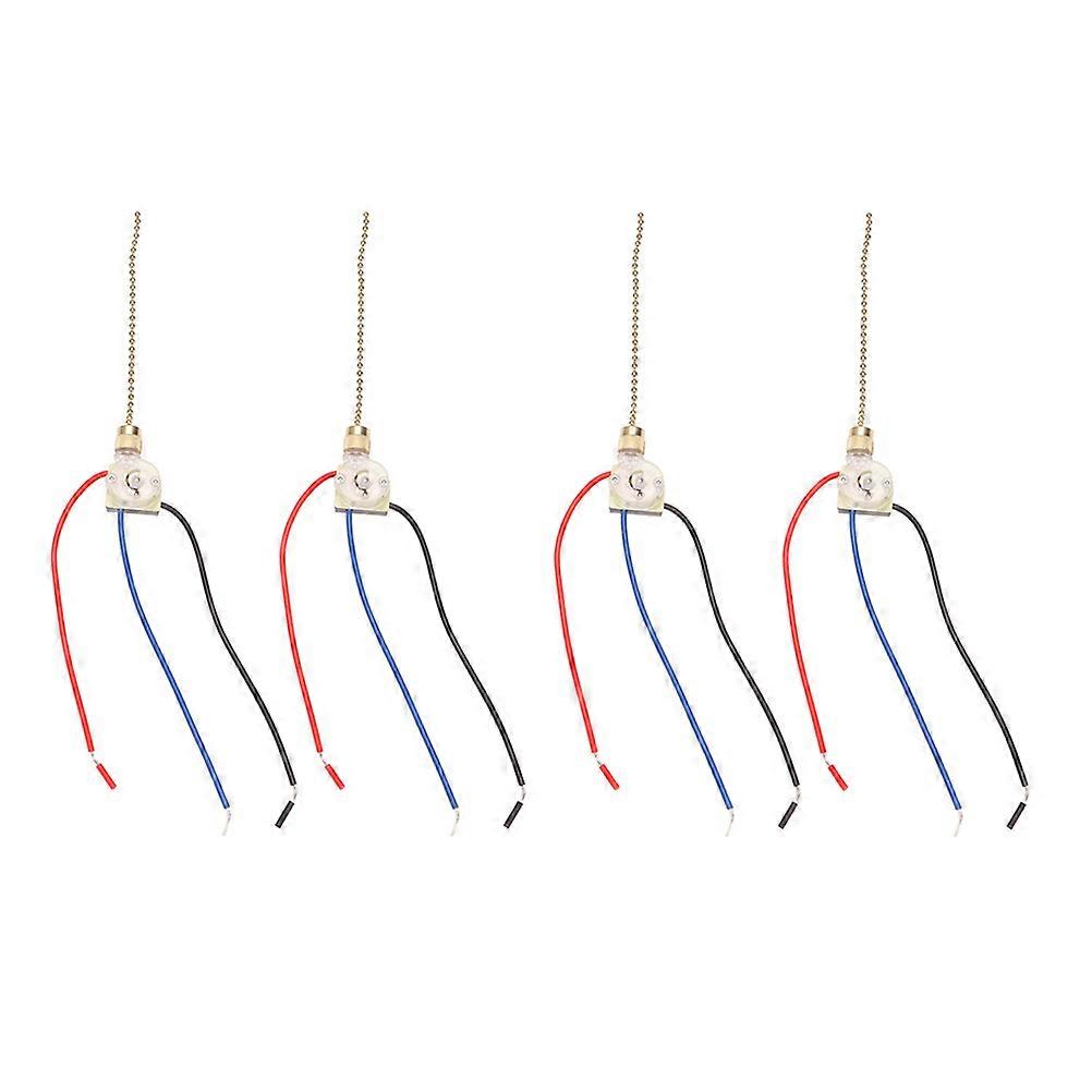 Pull Chain for Fans Ceiling Control Home Use 13X2.5X1.5CM Copper 3 Levels Adjustable 4Pcs