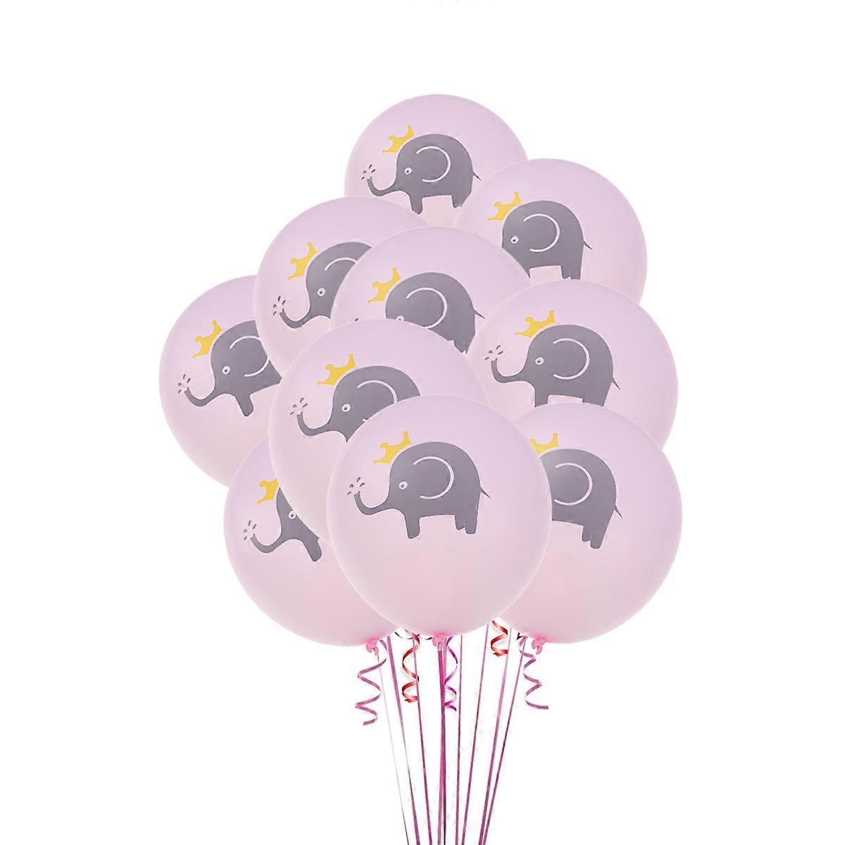 Happy Birthday Balloons 10PCS 12 Inches Cartoon Elephant Balloons Set Favors Latex Pink