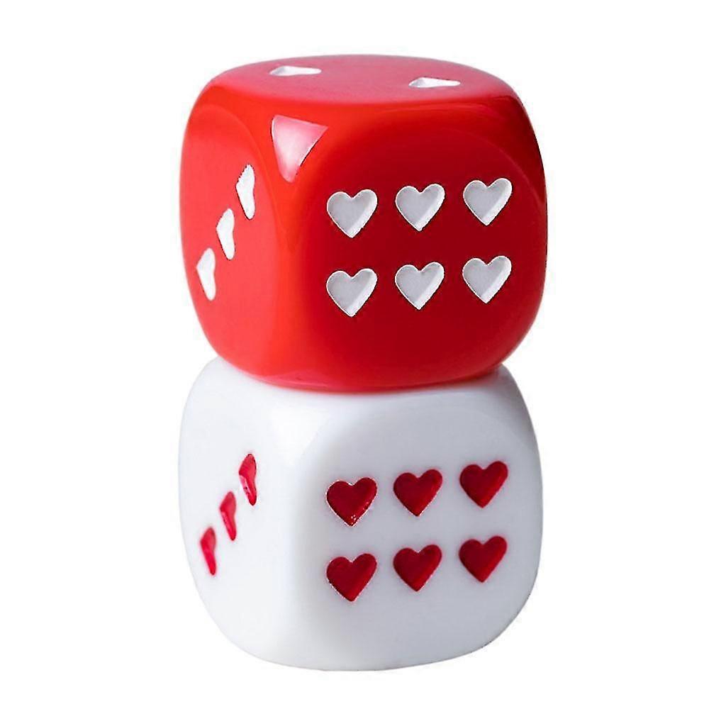2 PCS Round Corners Acrylic White and Color Six Dice Set Heart Pattern