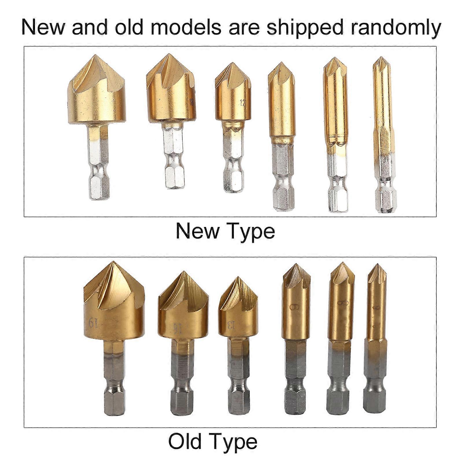 6pcs 6mm Hex Shank HSS Chamfer Cutter 6-19mm 90 Degree Chamfering Bit for Woodworking Chamfering