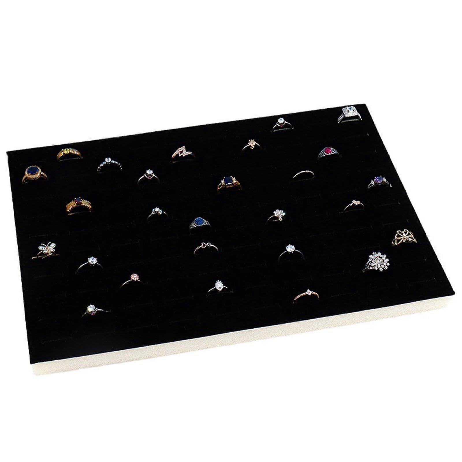Finger Ring Tray Foam Pads Display Case for Jewelry Organizer - Black Countertop Holder with Inserts for Rings and Earrings