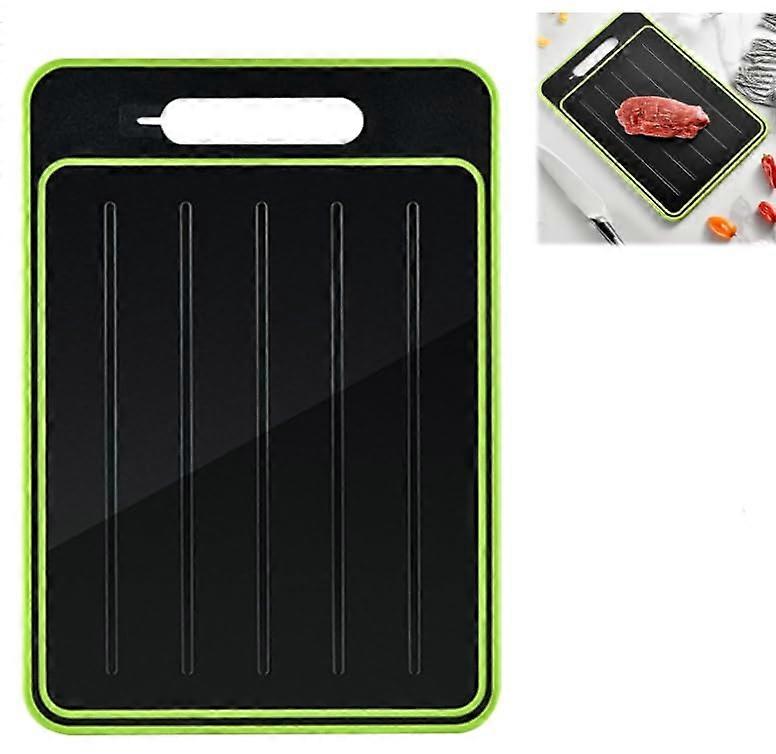 4in1 Defrosting Board, Aluminium Alloy Plate with Sharpener, Defrosting Tray (Green)