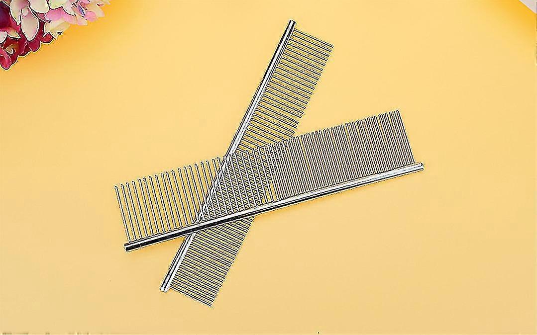 Grooming Comb Set for Pets, Suitable for Cats and Dogs, Sparse and Dense Tooth Design, 2 Pieces (Small Size 19*3cm)