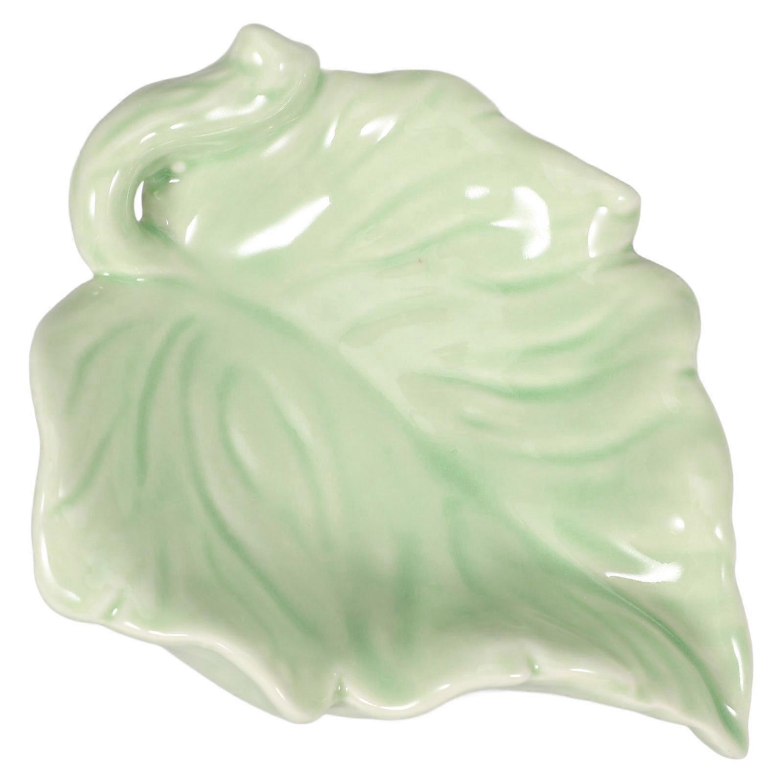 Ceramic Soap Dish Leaf Shape Self Draining Soap Holder for Storage