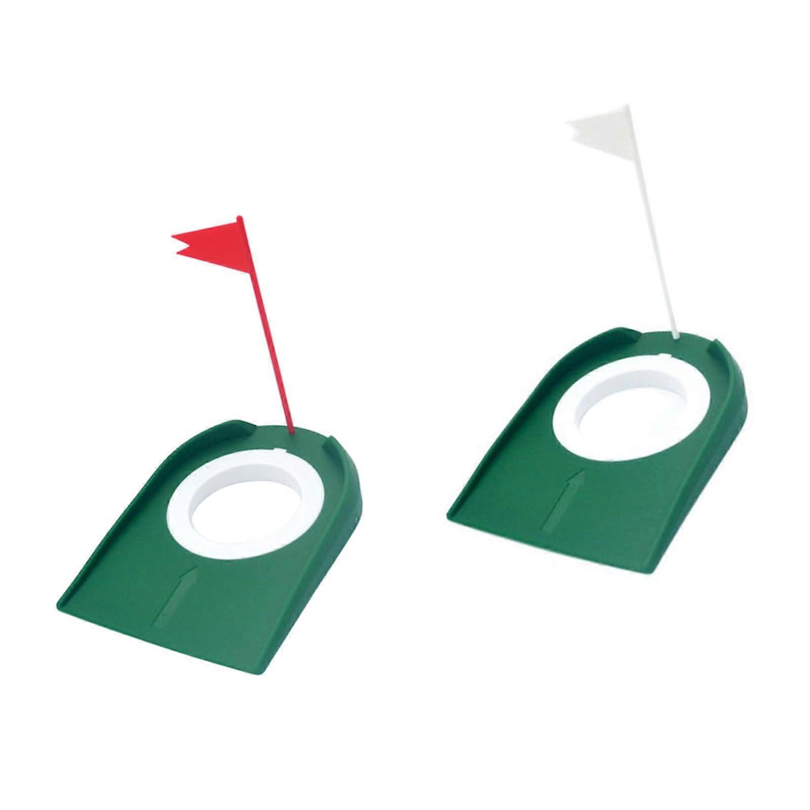 Plastic Golf Practice Cups and Flags Set for Garden and Camping Exercises - Lightweight, Red and White Color