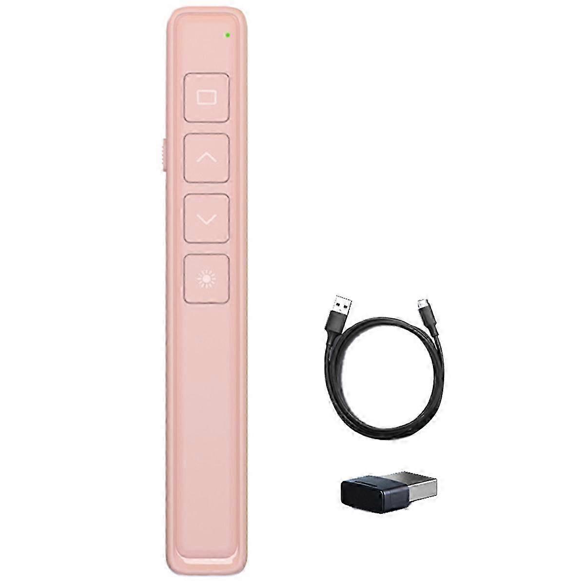 Wireless Page Turning Pen USB Remote Control Flip Pen for Office Teaching Projector PPT Presenter Rose Color