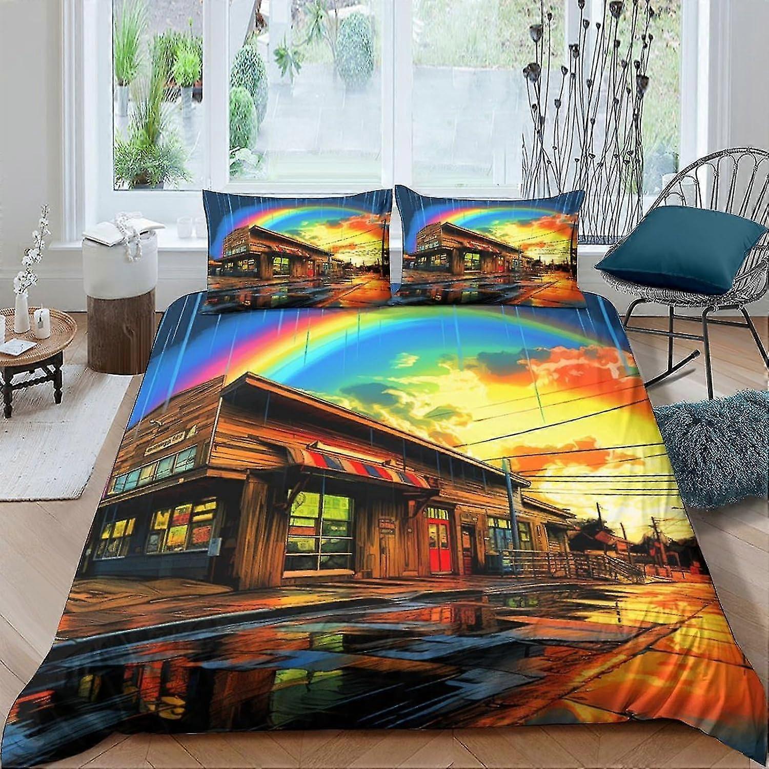 Artistic Landscape 3D Printed Duvet Cover Set Ultra Soft Microfiber Bedding Set Hypoallergenic Comforter Cover
