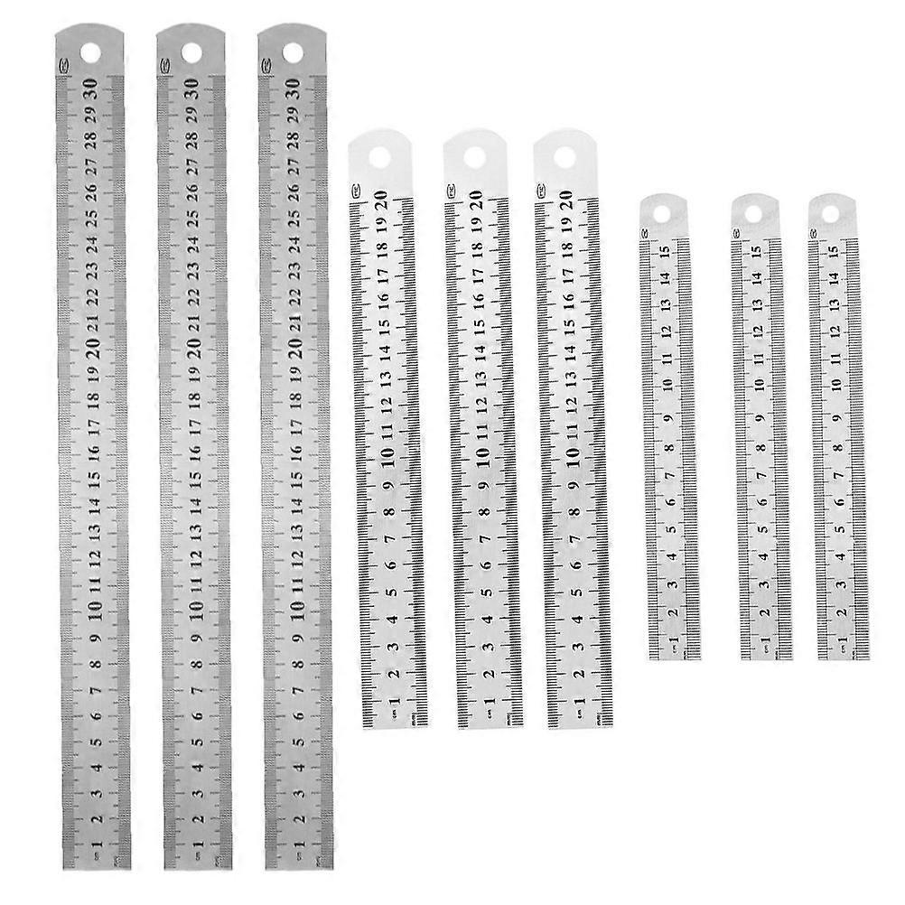 Ruler Steel Rulers for Measuring 9Pcs Short Scale Office Student Stationery
