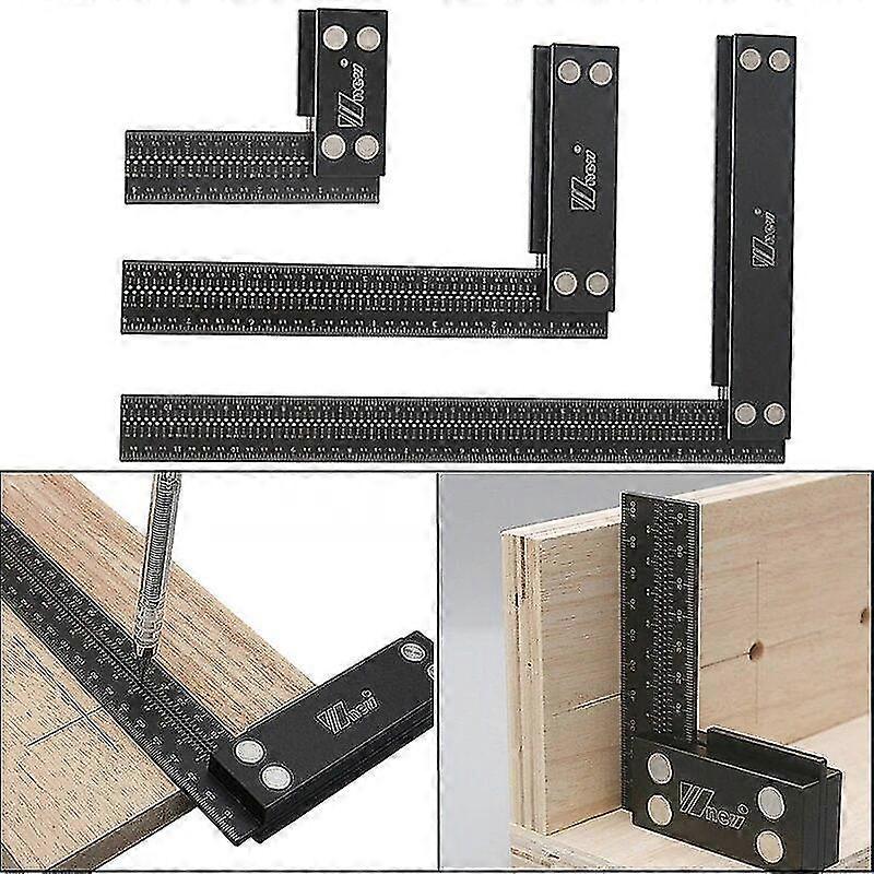 Precision Woodworking Square Ruler - Metric/Imperial Aluminum Alloy Carpenter Marking Gauge Featuring Hole Scribing Function