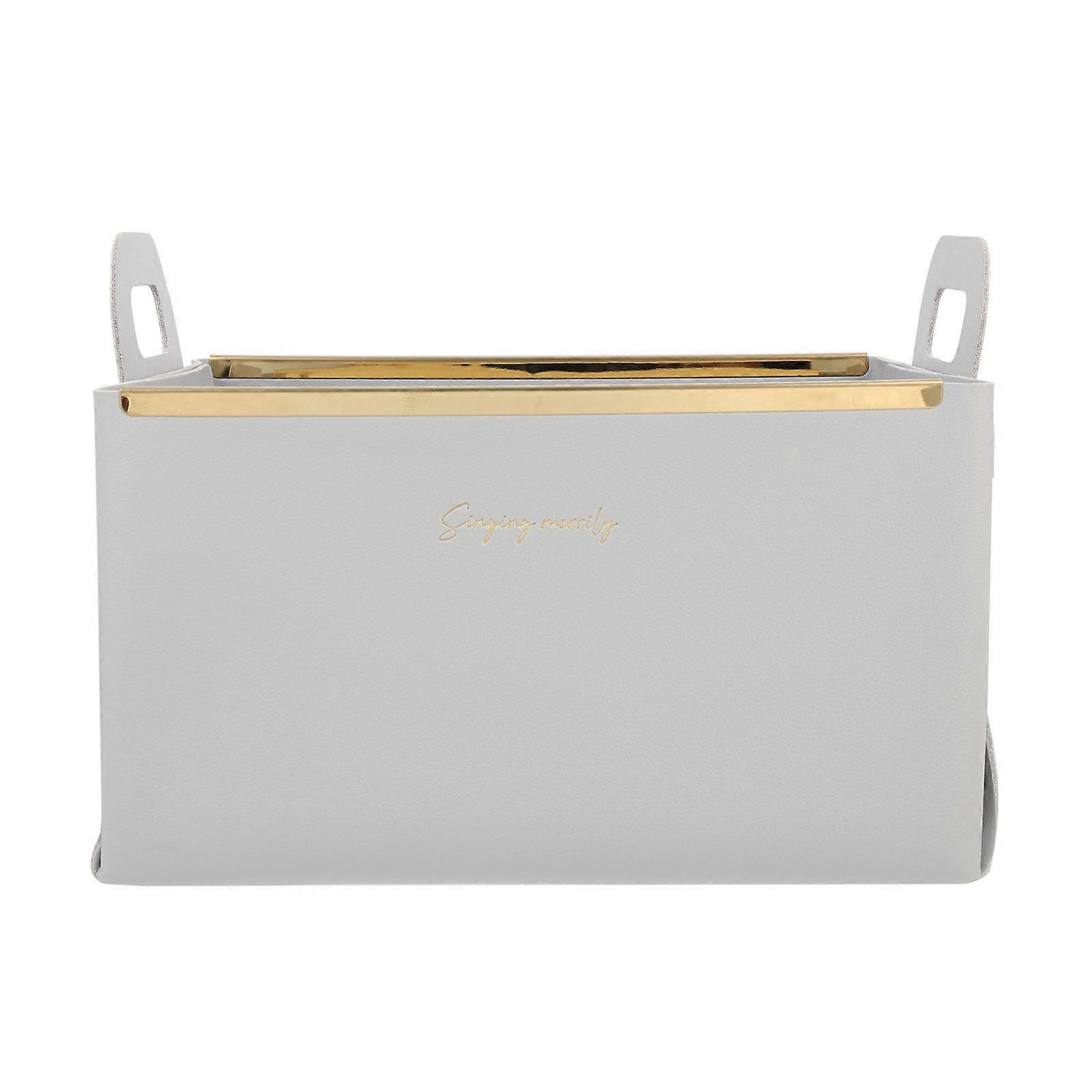 Tabletop Organizer Cosmetics Storage Box Rectangular 22.00X14.00X12.50CM Leather Storage 1Pack