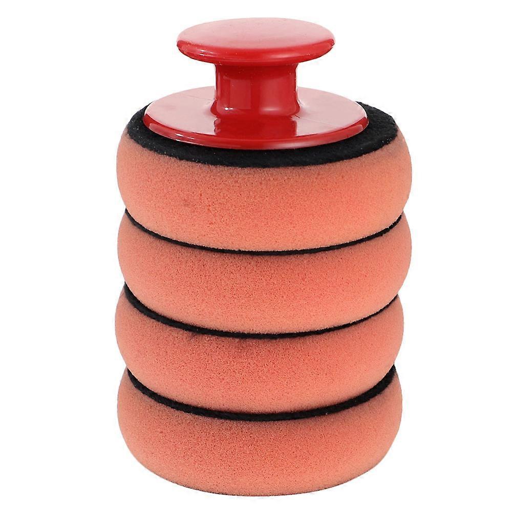 Car Wax Applicator Pad Polishing Tool with 1 Handle and 4 Orange Sponges