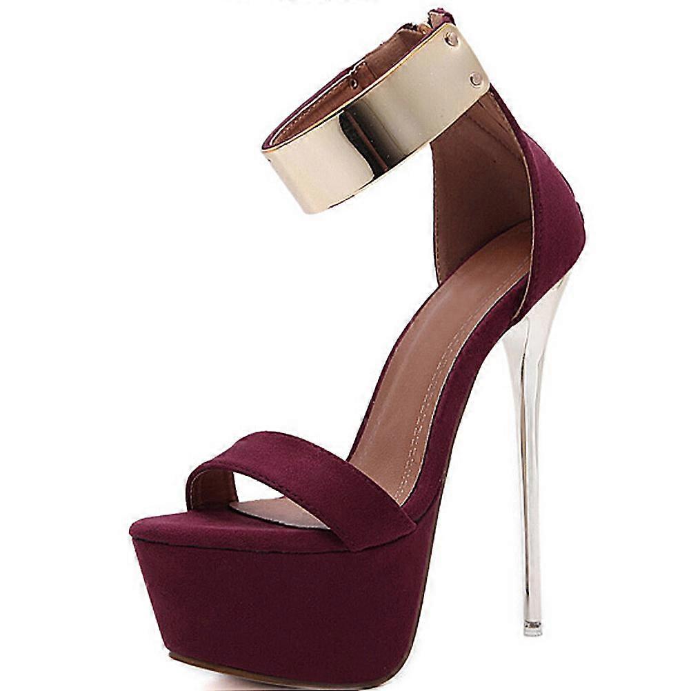 Chunky Black Sandals High Heel Shoes Ladies Elegant Heels Non Slip Sole Suede Material 1Pair