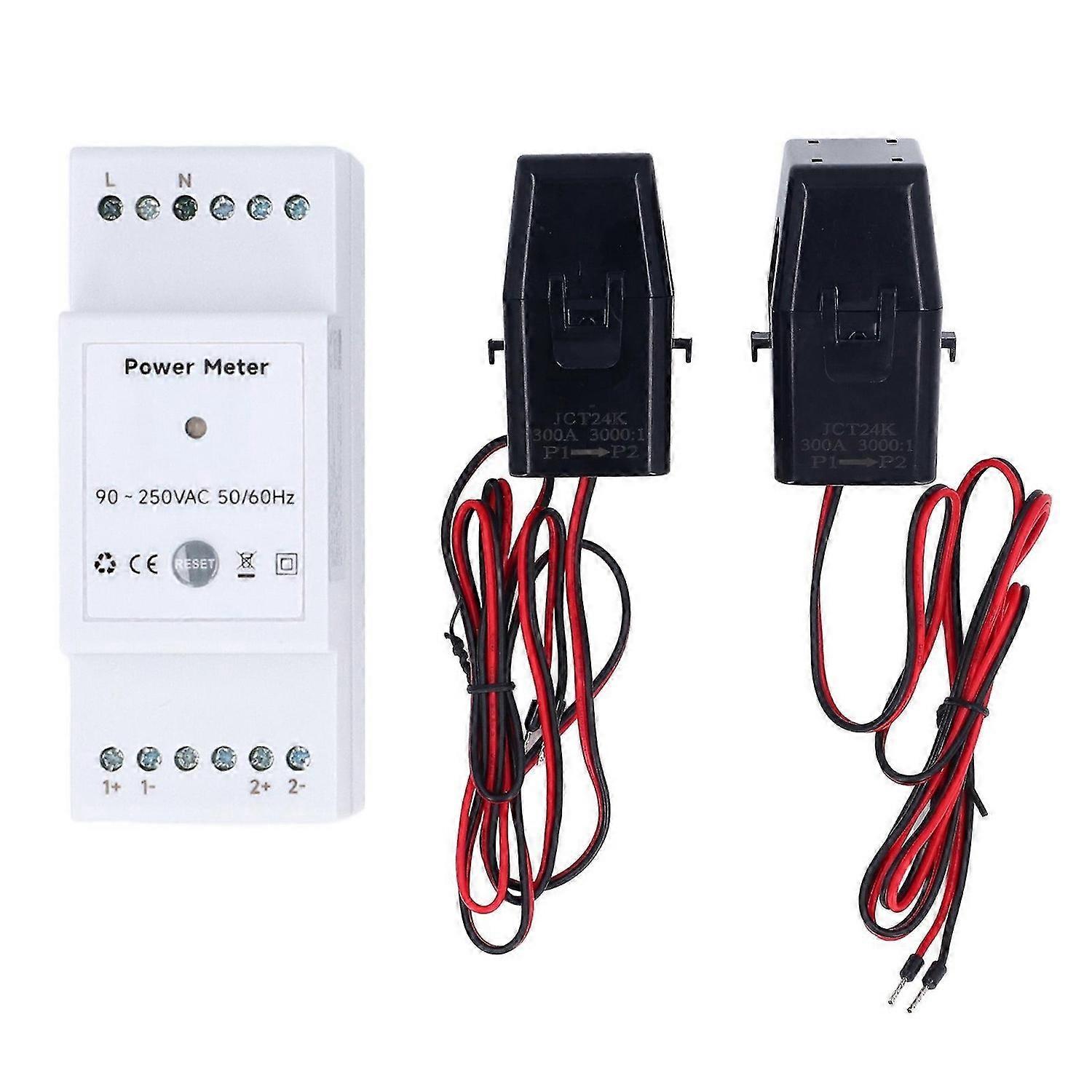 WiFi Smart Power Energy Meter 90250VAC WiFi Electricity Voltage Current Energy Meter with 2 Clamps