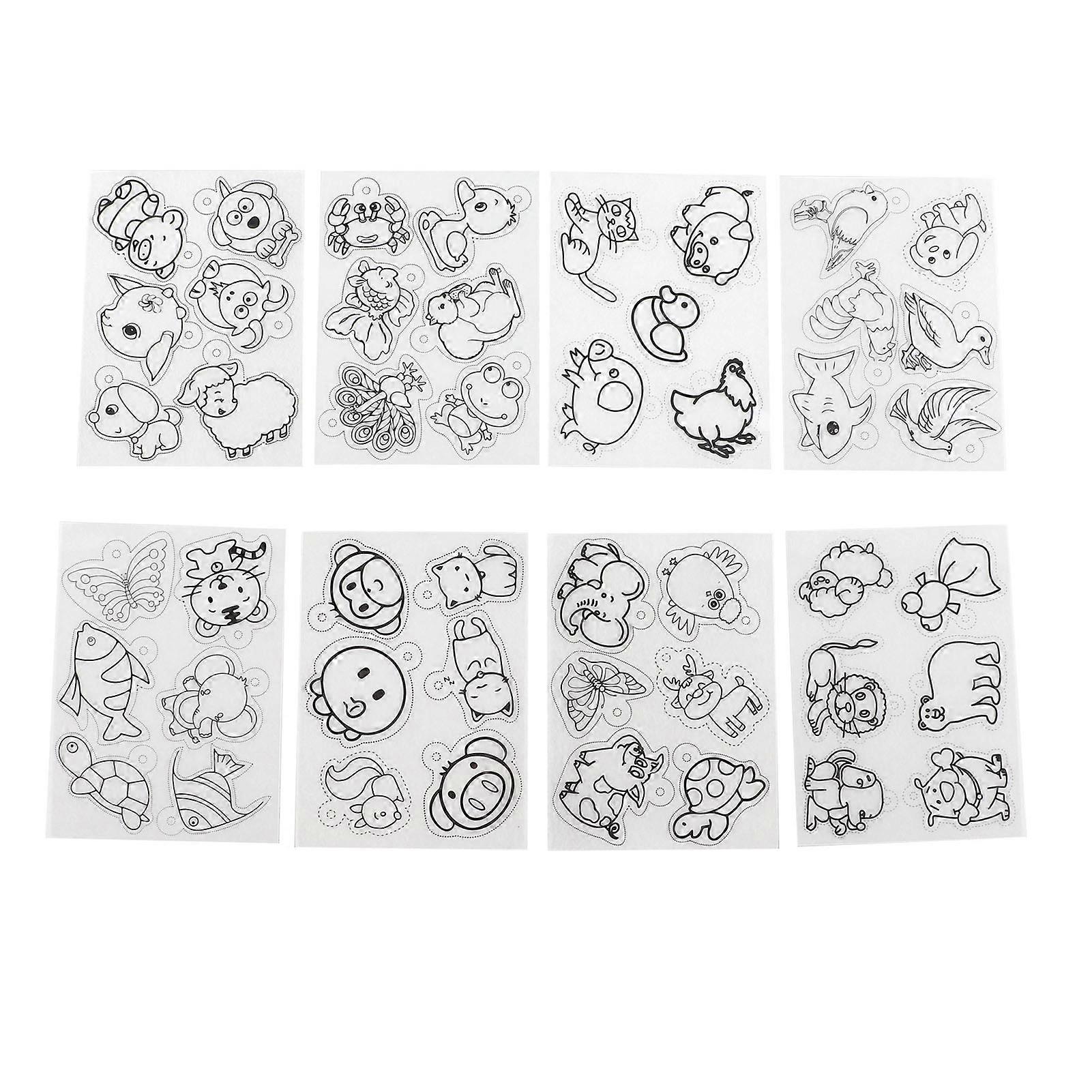Heat Shrink Sheets 8 Pcs Hand Painted Printing with Pattern Filling for Kids Craft School Project DIY Ornaments