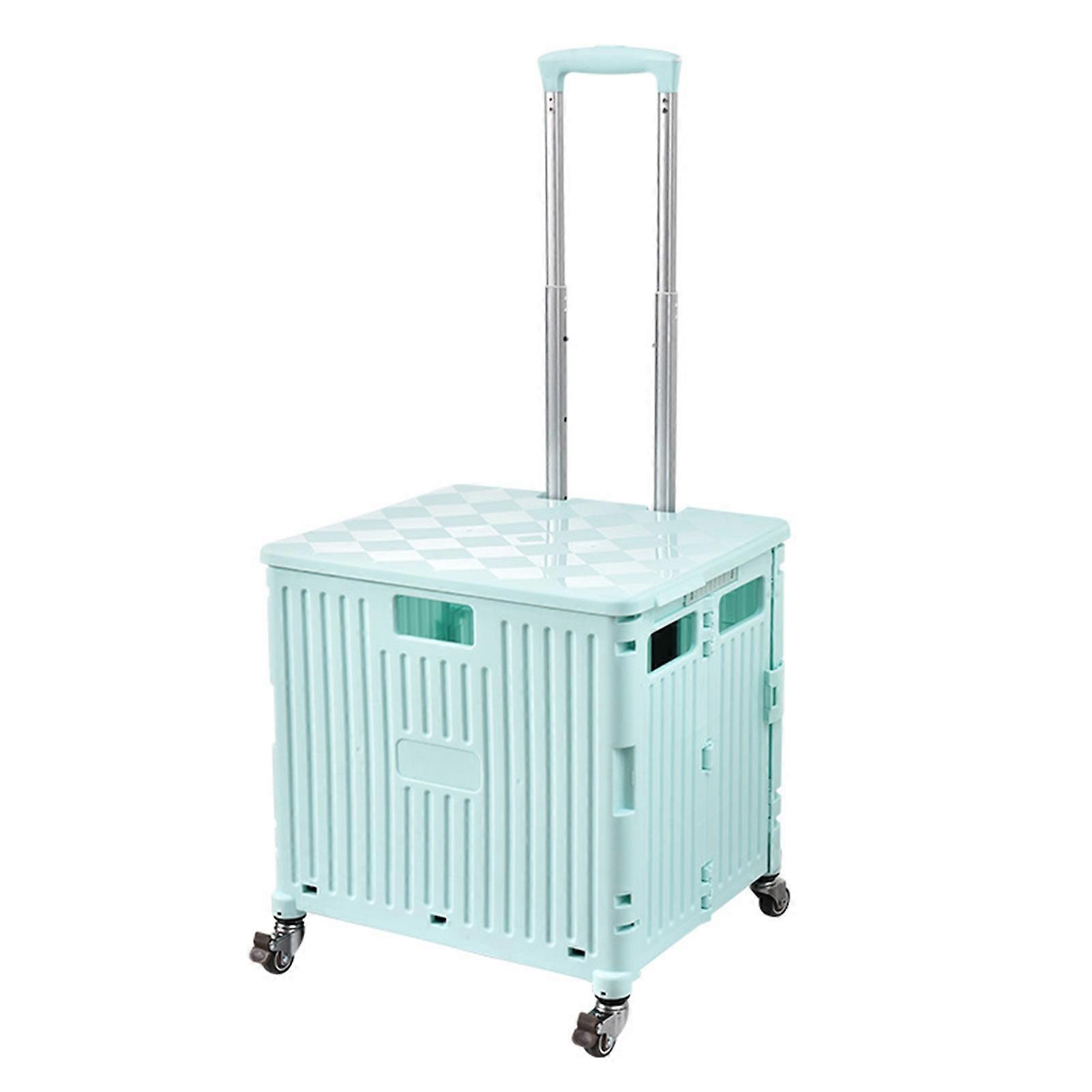 Trolley Storage Box Adjustable Portable Foldable Portable Supermarket Shopping Cart with Wheels