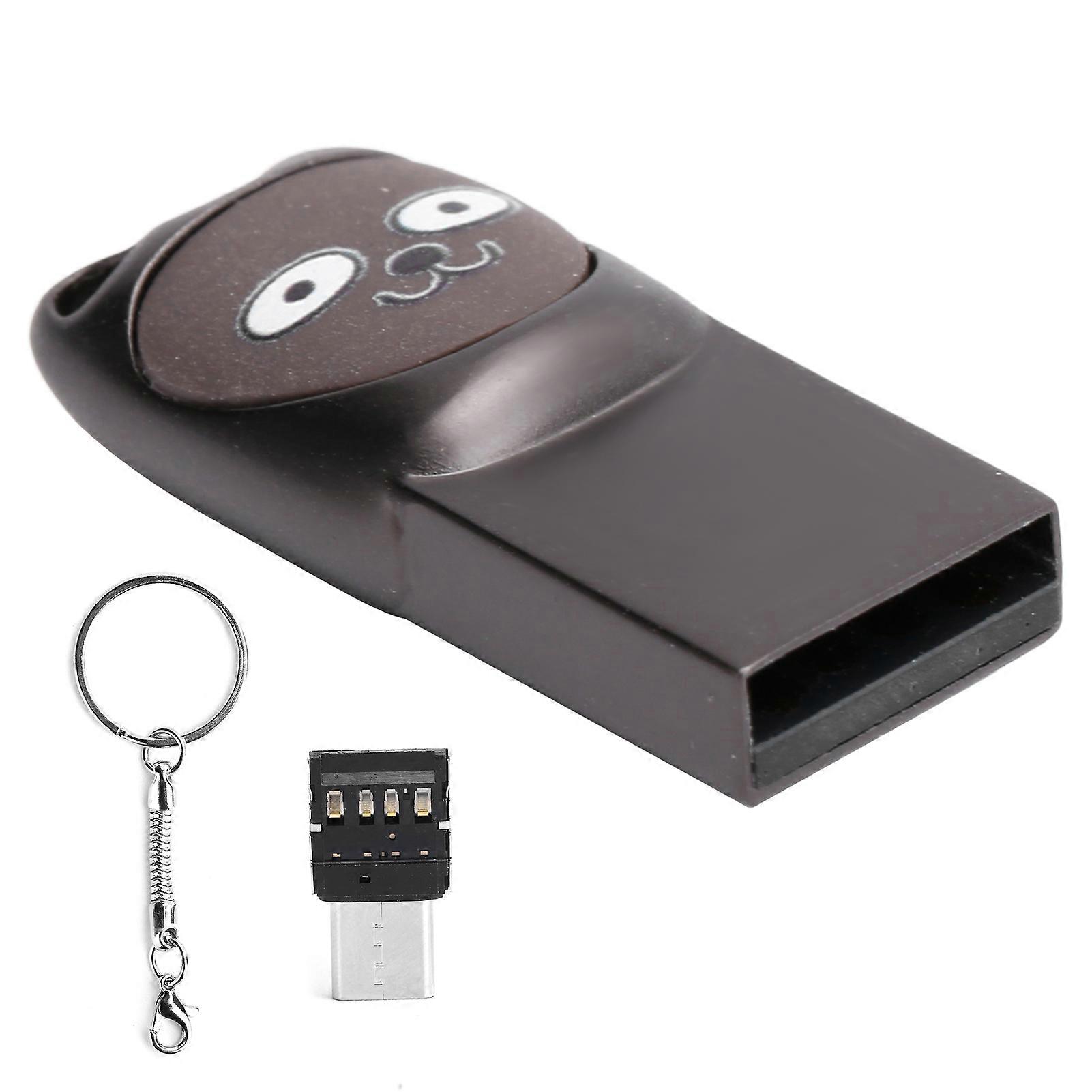 Cute U Disk Storage Memory Stick Pen Drive USB2.0 W/TypeC Adapter Keyring for Cellphone Computer