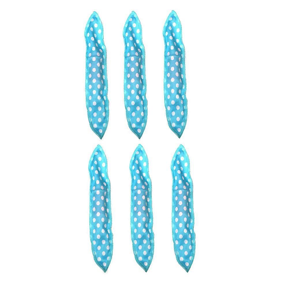 Blue Hair Curling Strap Rollers 6pcs Lightweight DIY Hairdressing Tool for Fluffy Waves, Easy Storage
