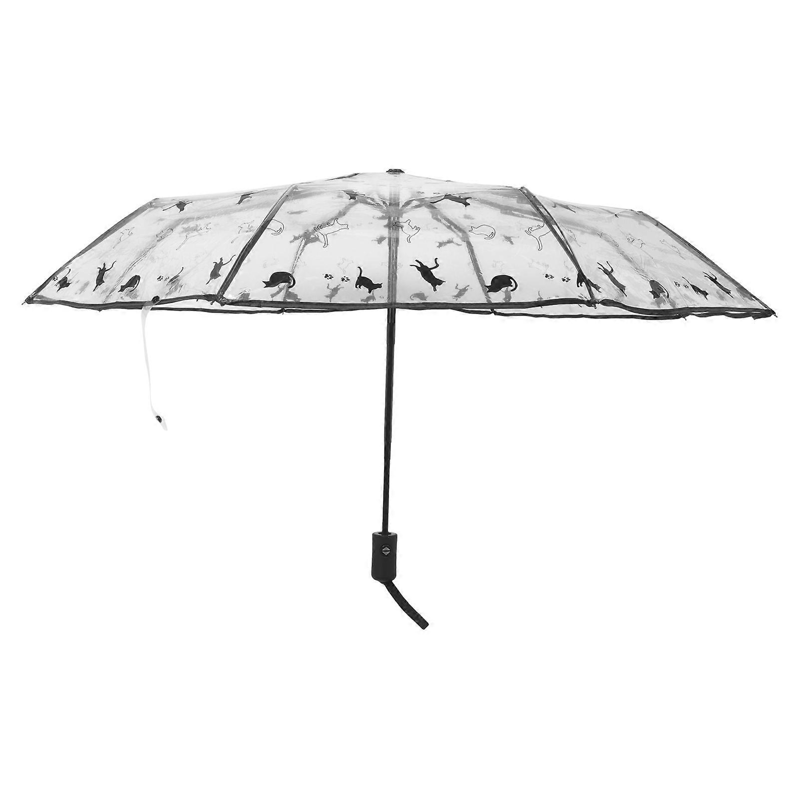 Transparent Automatic Folding Umbrella with Clear Canopy – Compact Lightweight Travel Rain Umbrella for Women and Men, Windproof Design, Durable