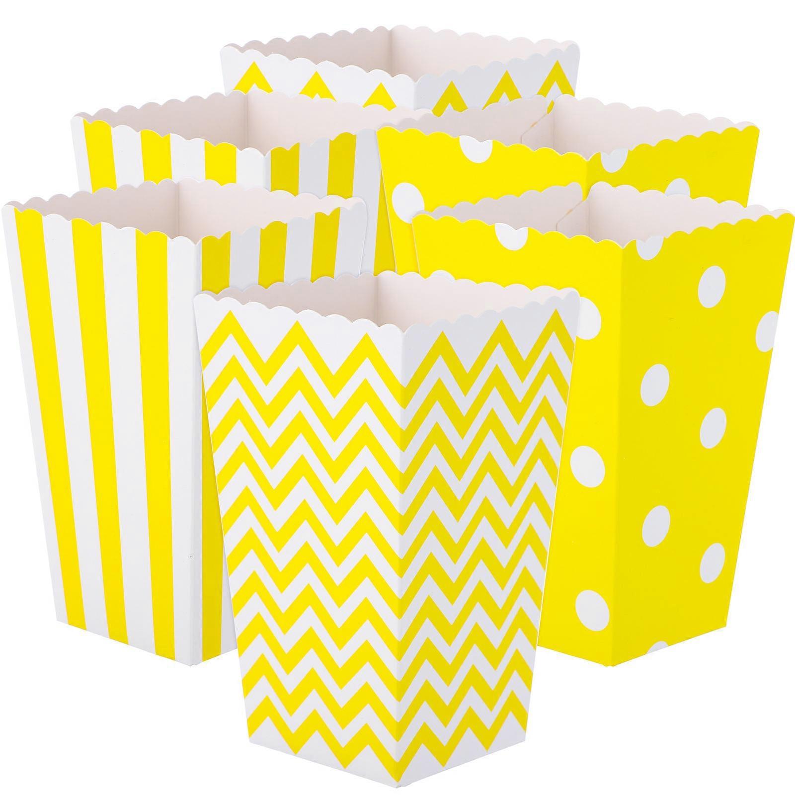 Prints Pattern Popcorn Cases Square Paper Material Snack Boxes For Movie Nights 48Pcs
