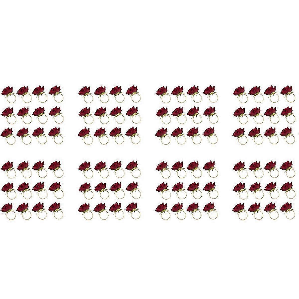 12Pcs Red Rose Shape Towel Buckle Napkin Ring Party Hotel Table Decor
