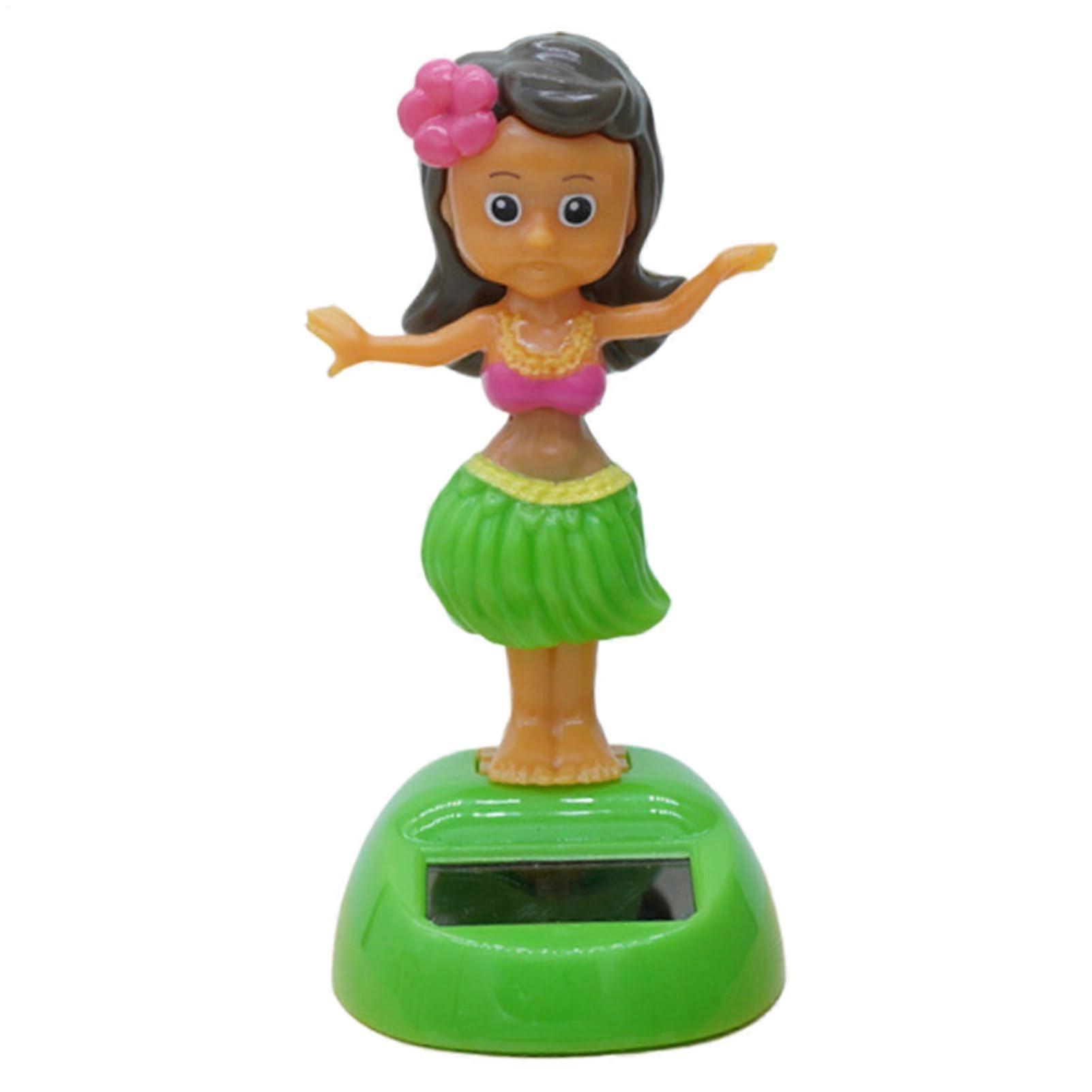 Dashboard Decoration Hawaiian Girl Bobble Head Car Ornament, Swinging Dancing Figure with Grass Skirt for Home and Desk Decor