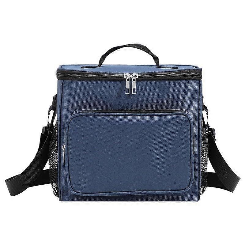 Insulated Lunch Bag, Large Capacity Picnic Tote with Handle, Navy Blue Lunch Box Bag for Work and School