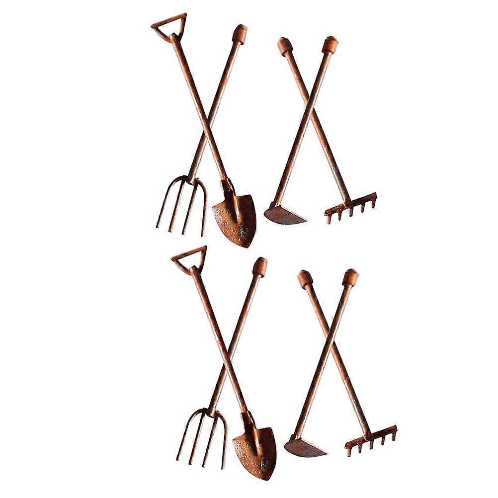 Miniature Gardening Ornaments Metal Decor Durable Iron For Small Spaces 5.00X2.30X0.20cm Gardening 8Pcs