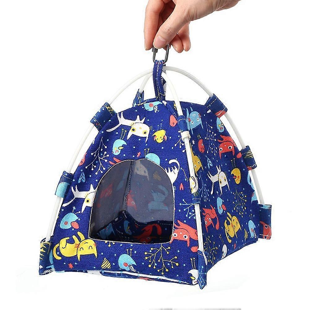 Scratch Resistant Blue Canvas Bird Tent Mini Hanging Bed Cave for Parrots and Budgies, Small Pets, Comfortable Safe Environment