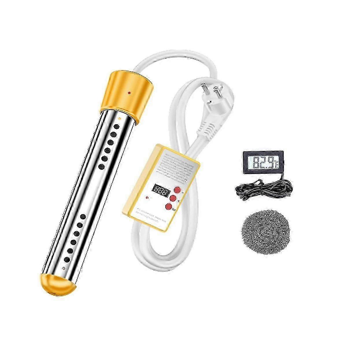 1500W Immersion Water Heater with Timer - Electric Submersible Stainless Steel Heater for Quick and Efficient Heating