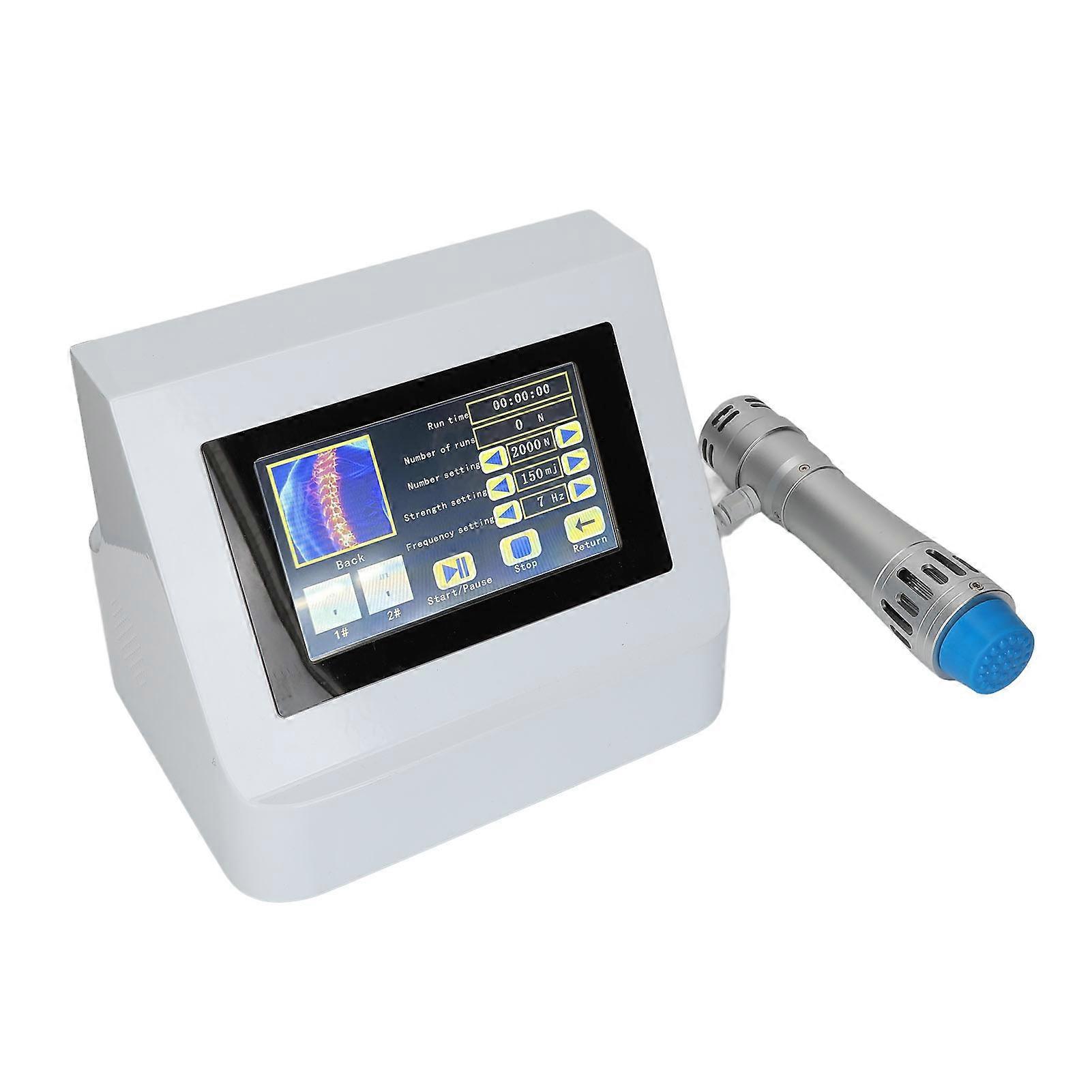 Electromagnetic Extracorporal Shock Wave Machine Soreness Relief ESWT Radial Machine with Handle Base 7 Heads 110‑ Silver Handle