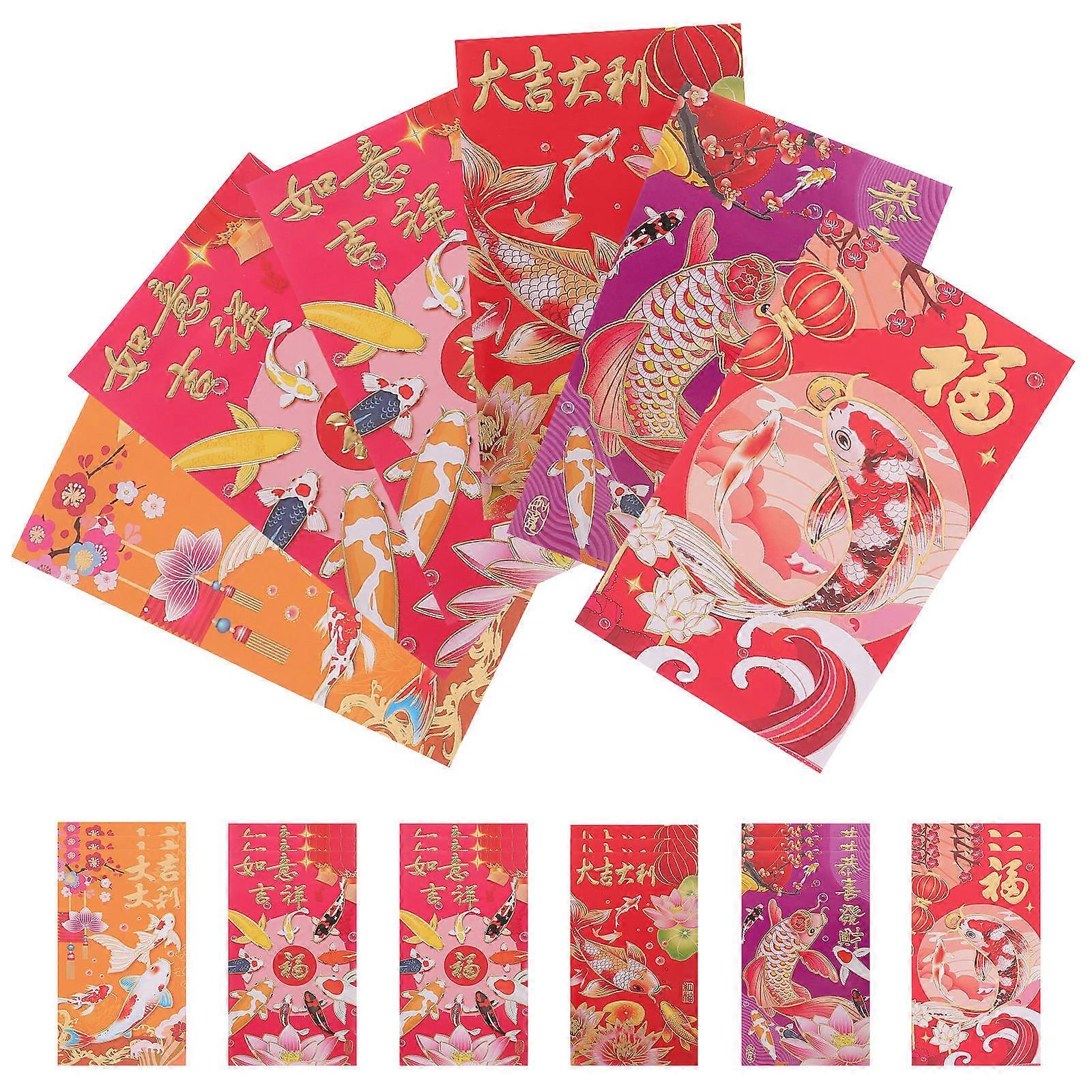 Chinese New Year Red Envelopes with Snake Design for Lucky Money Made of Paper Assorted Color 36 Pieces