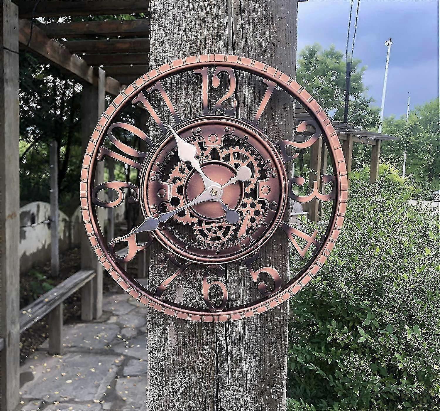 대형 레트로 정원 시계 - 비바람에 견디는 - 욕실 시계 - 빈티지 장식 - 똑딱 거리는 소리 없음