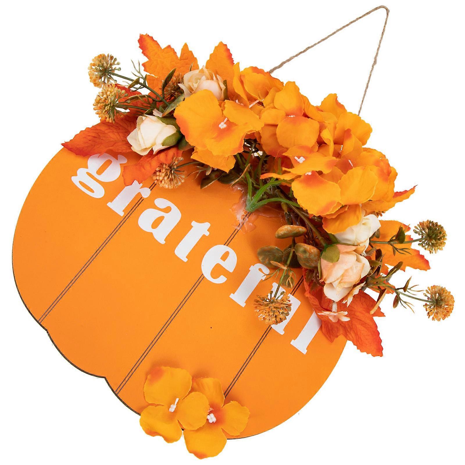 Orange Artificial Wreath for Thanksgiving Decoration with Simulation Hydrangea Garland